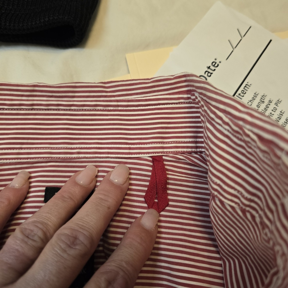 Victorinox Vertical Striped Tailored Fit Red/White Button Down Long Sleeve Shirt - Picture 4 of 13